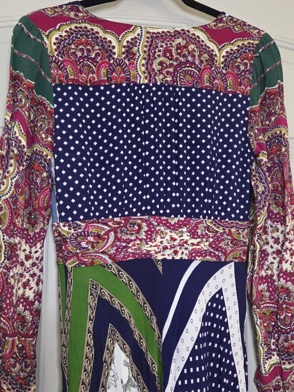 Moulinette Soeurs By Anthropologie - Mixed Print V-Neck Long Sleeve Dress - Picture 11 of 15